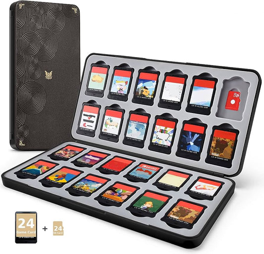 Nintendo switch case (Zelda edition) 24 games + SD cards